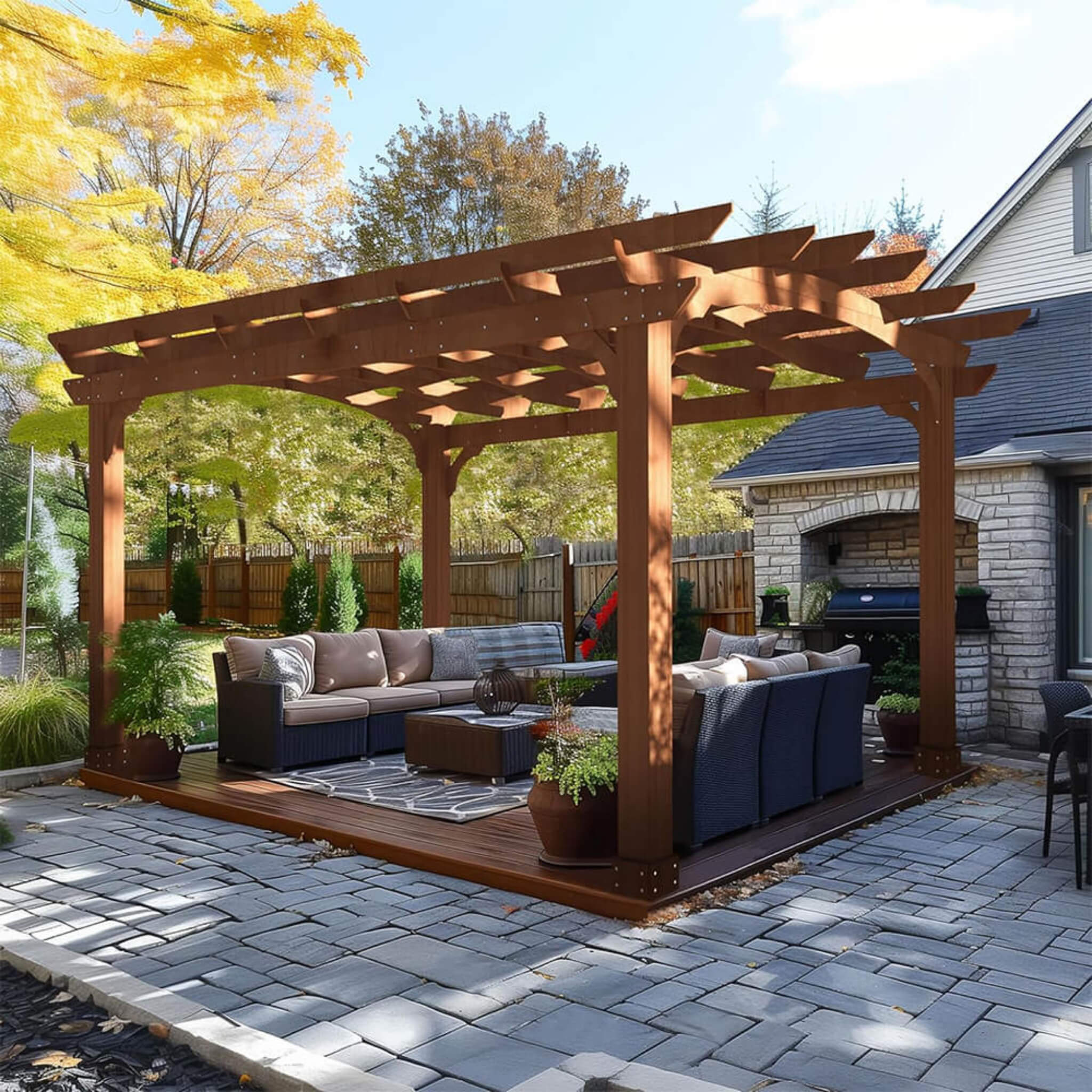 Alora Premium Outdoor All-Season Backyard Patio Cedar Wood Gazebo Pergola