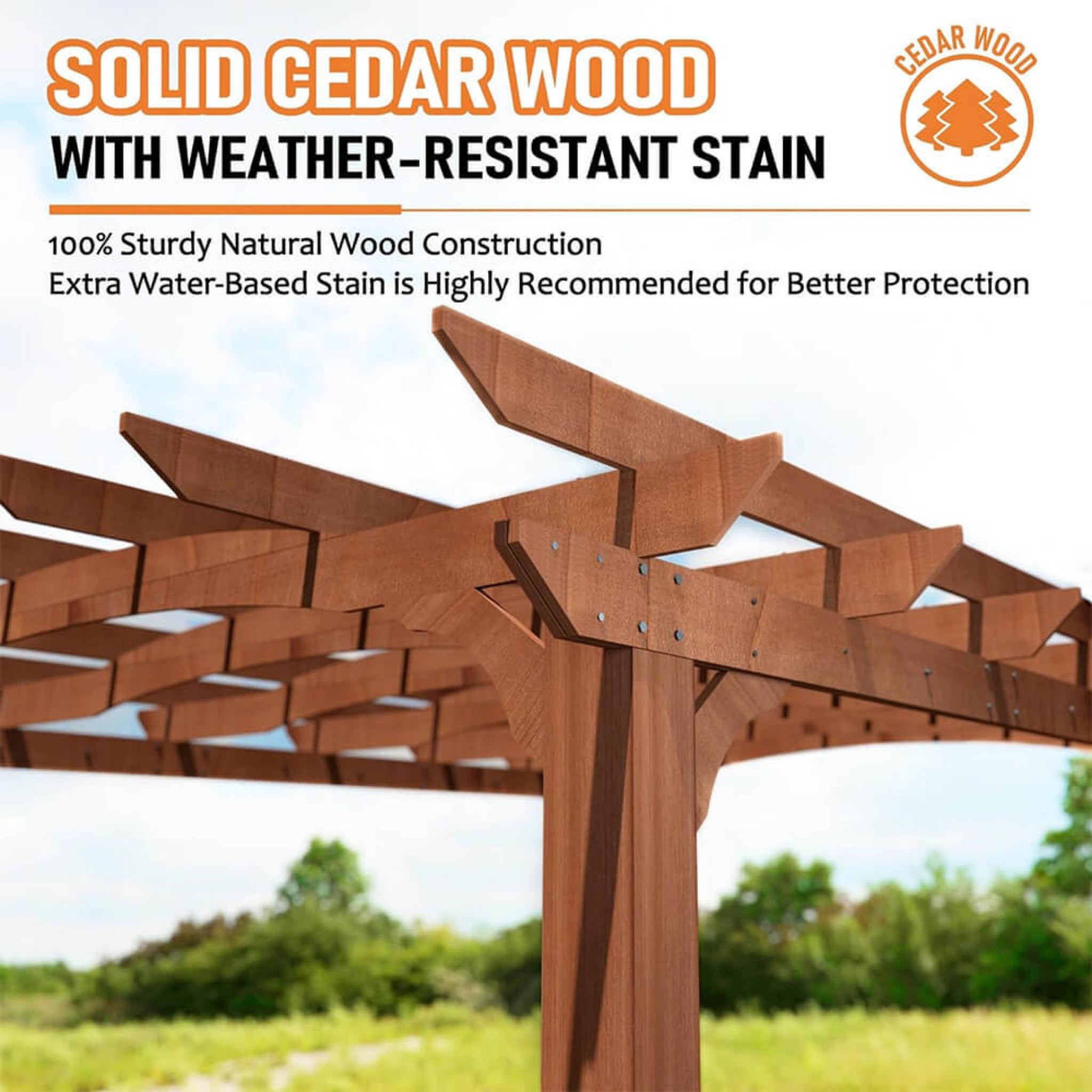 Alora Premium Outdoor All-Season Backyard Patio Cedar Wood Gazebo Pergola