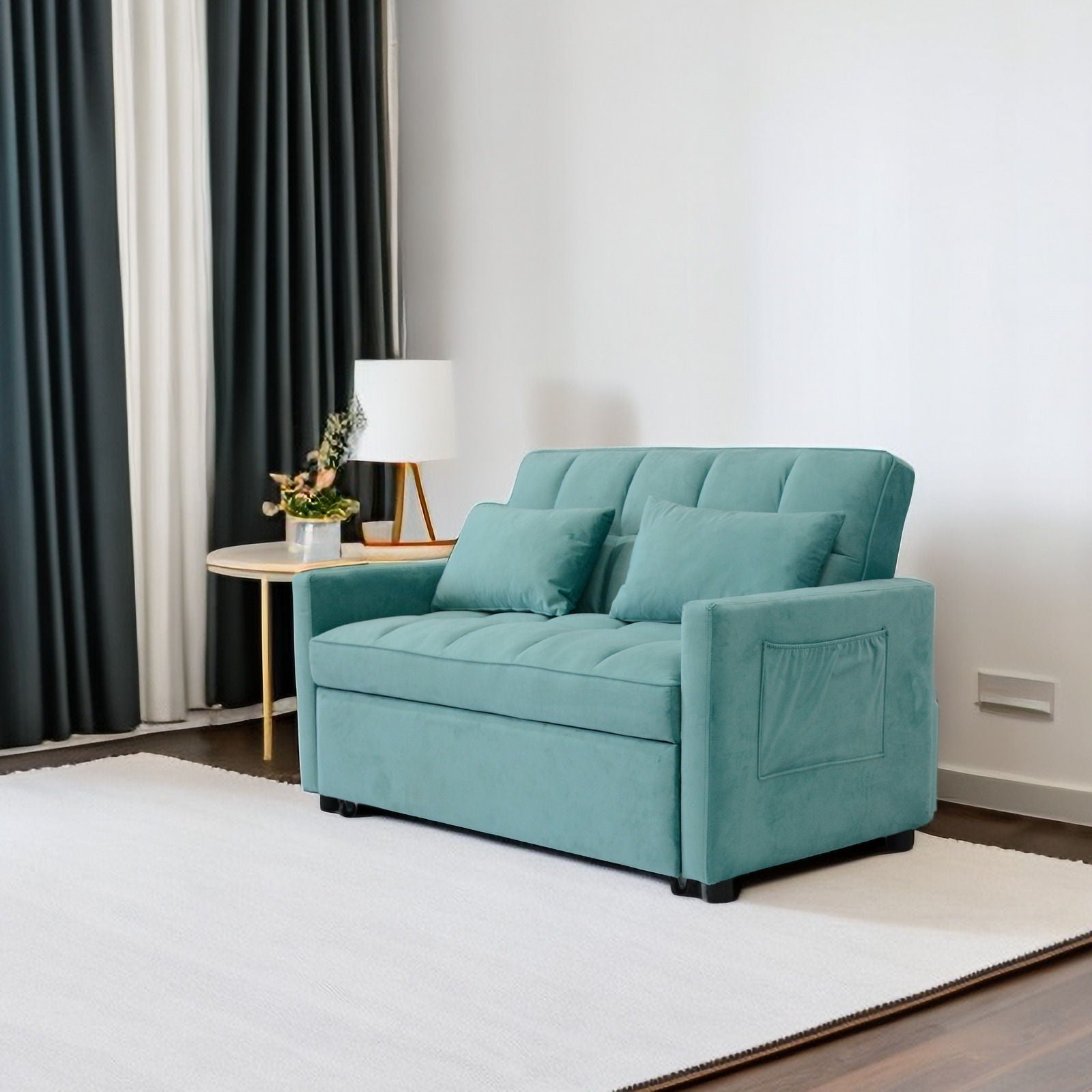 3 In 1 Convertible Sleeper Sofa Bed With Reclining Backrest