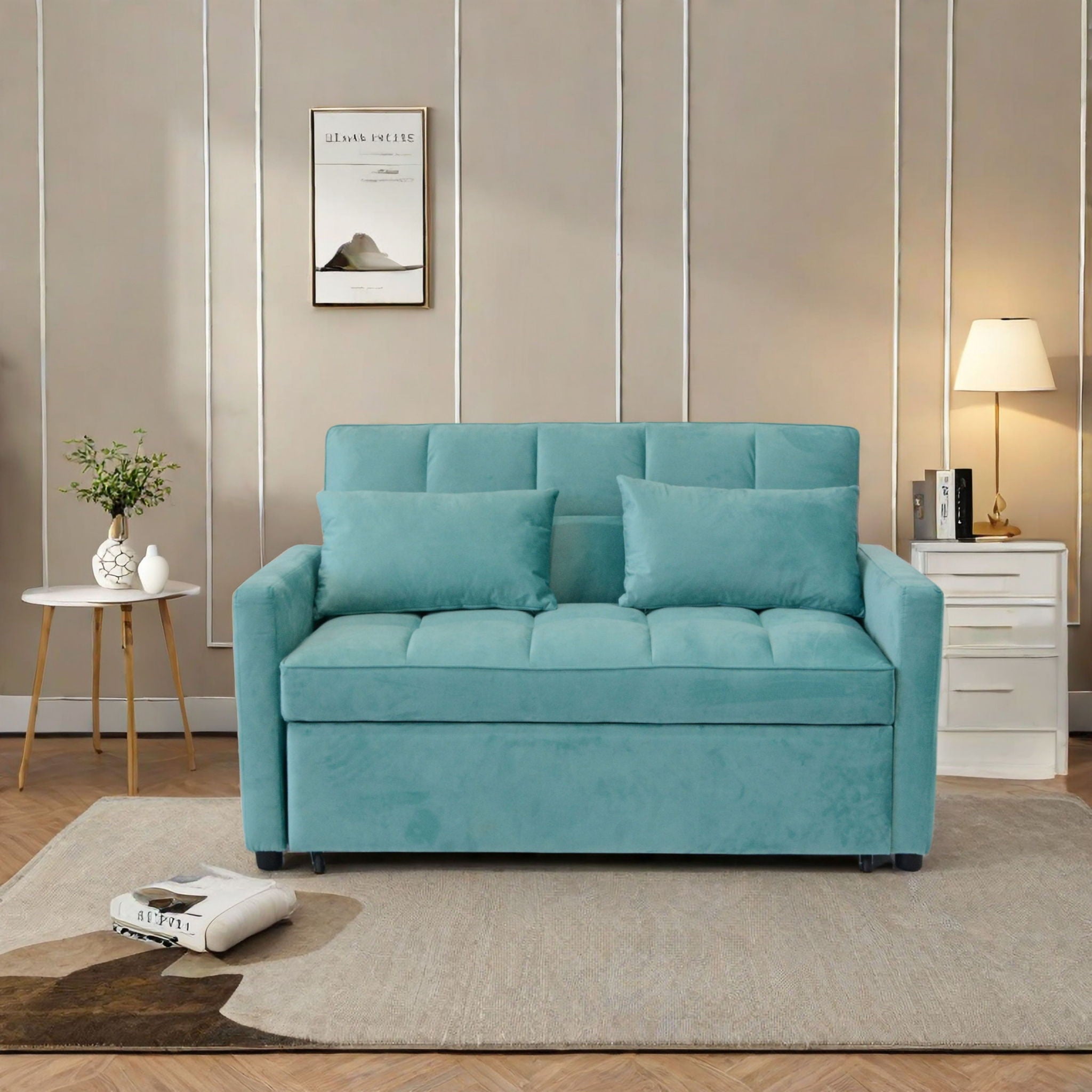 3 In 1 Convertible Sleeper Sofa Bed With Reclining Backrest