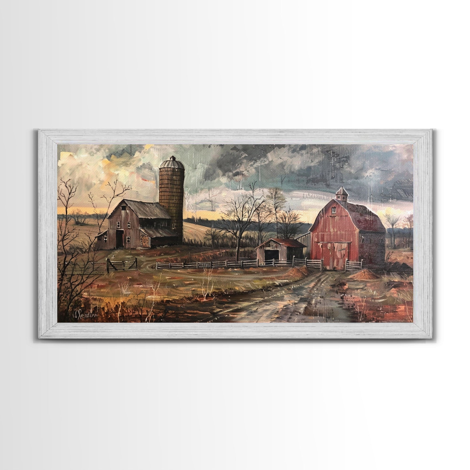 Farm Scene Framed Canvas