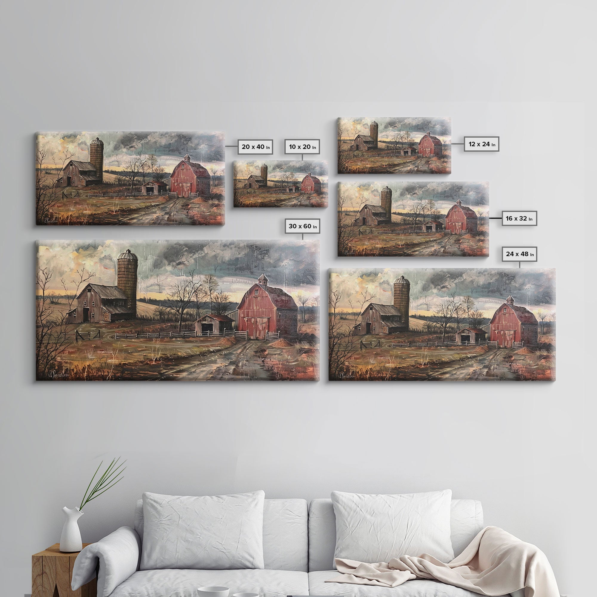 Farm Scene Framed Canvas