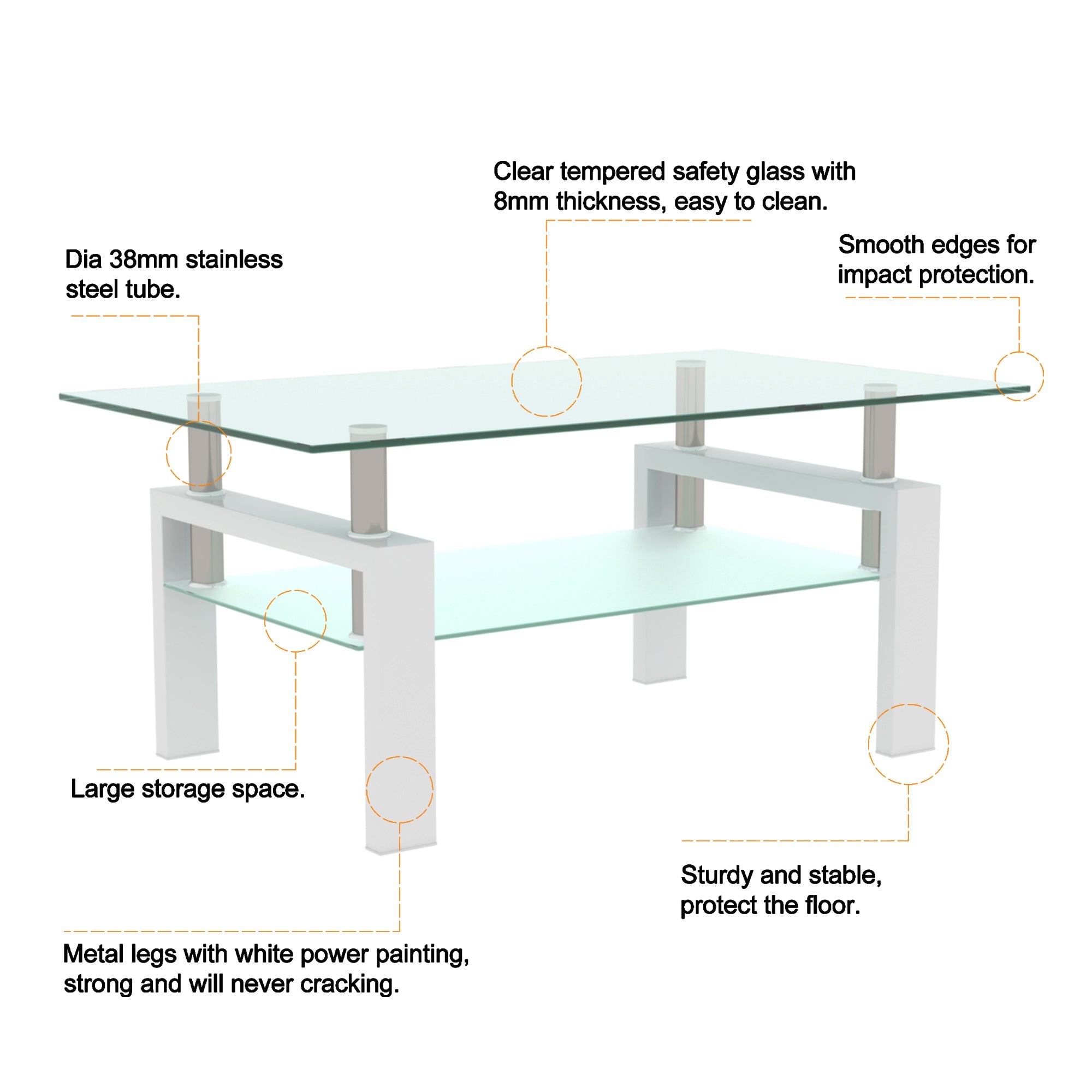 White Coffee Table Modern Side Center Tables