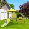 4-in-1 Swing Set with Covered Playhouse