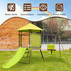 4-in-1 Swing Set with Covered Playhouse