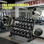 450-Pounds Rubber Hex Dumbbell Set With Rack (SAK90714)