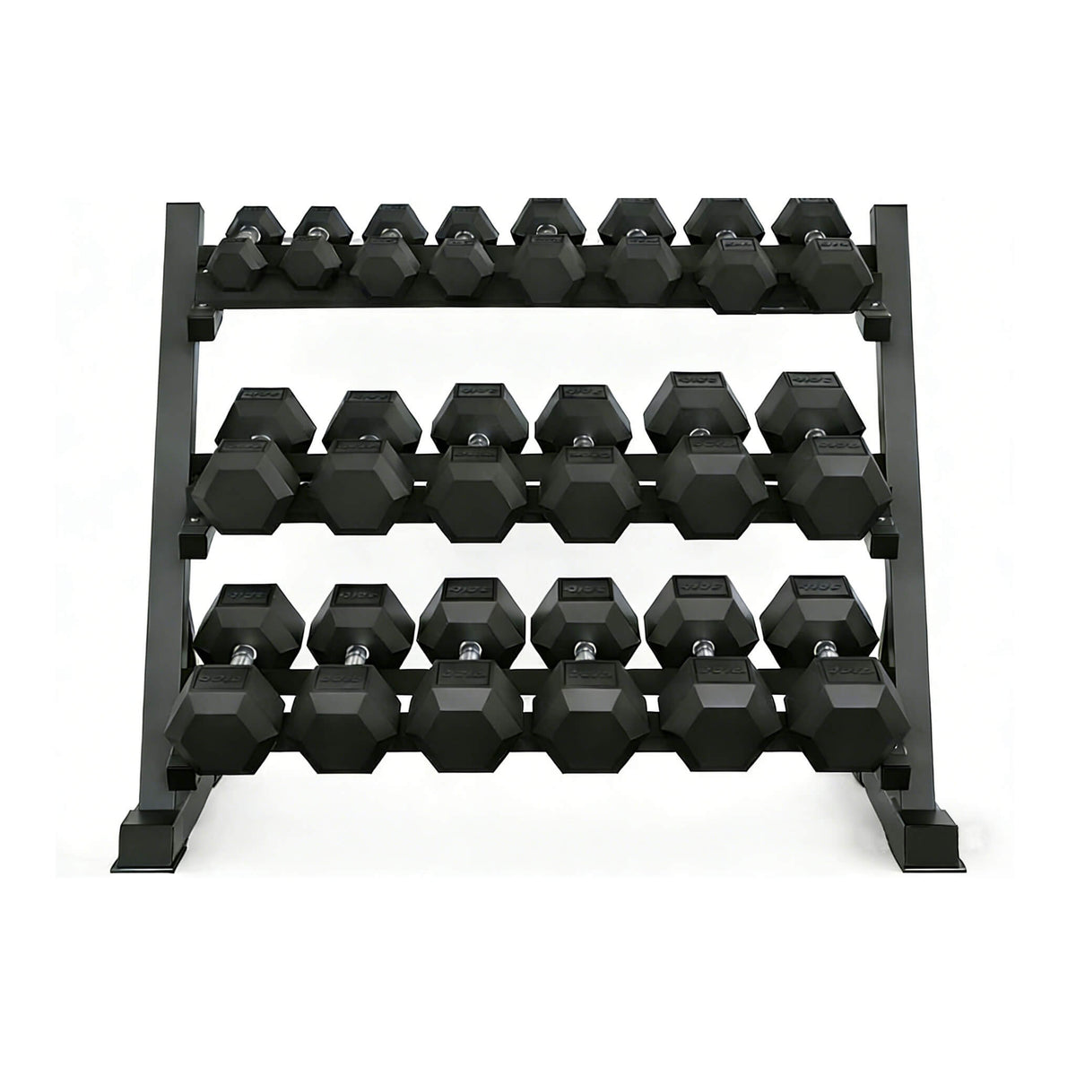 450-Pounds Rubber Hex Dumbbell Set With Rack (SAK90714)