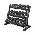 450-Pounds Rubber Hex Dumbbell Set With Rack (SAK90714)