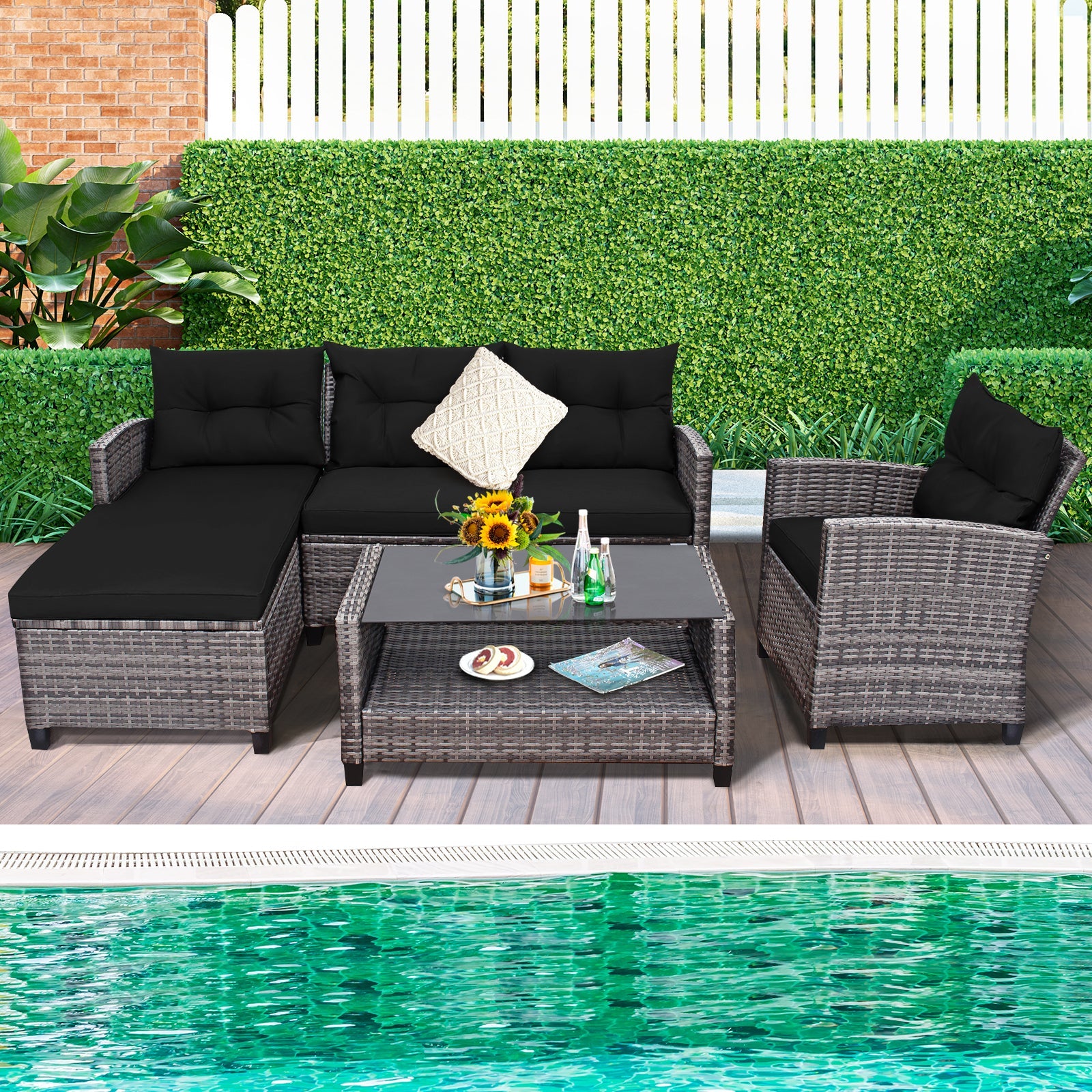 4 Pieces Patio Rattan