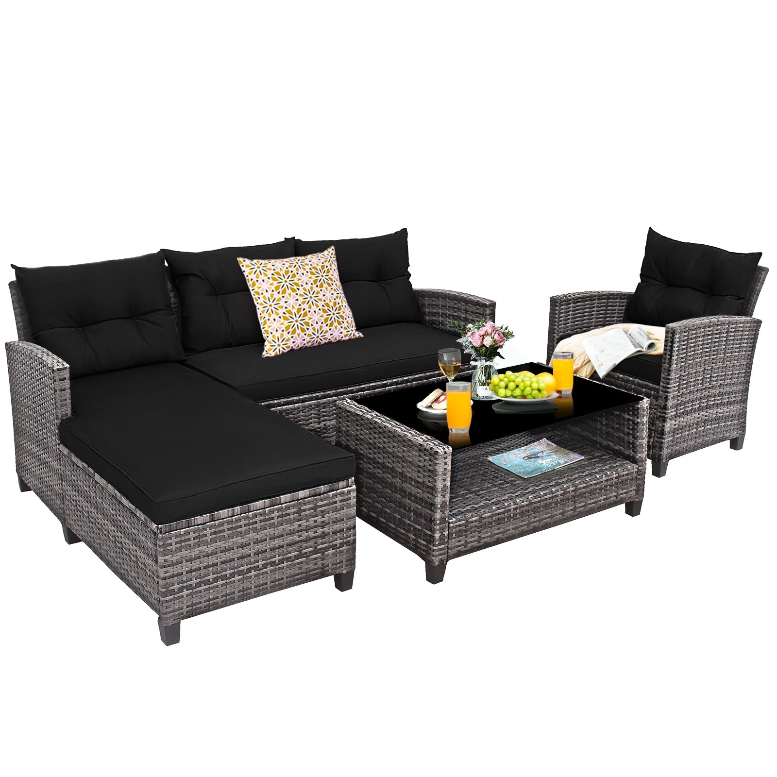 4 Pieces Patio Rattan