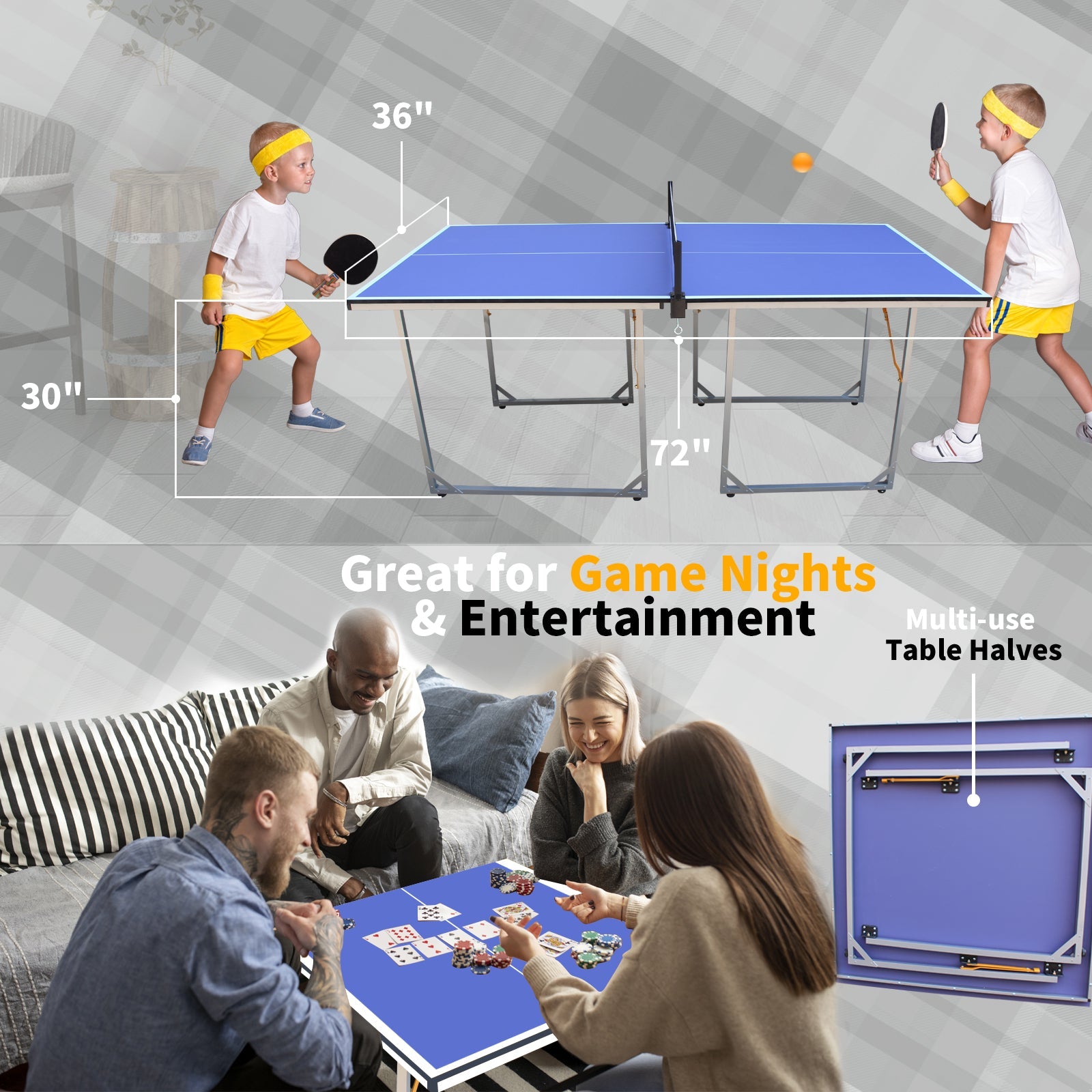 6ft Mid-Size Table Tennis Table