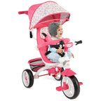 5-in-1 Detachable Baby Stroller Tricycle with Round Canopy-Pink
