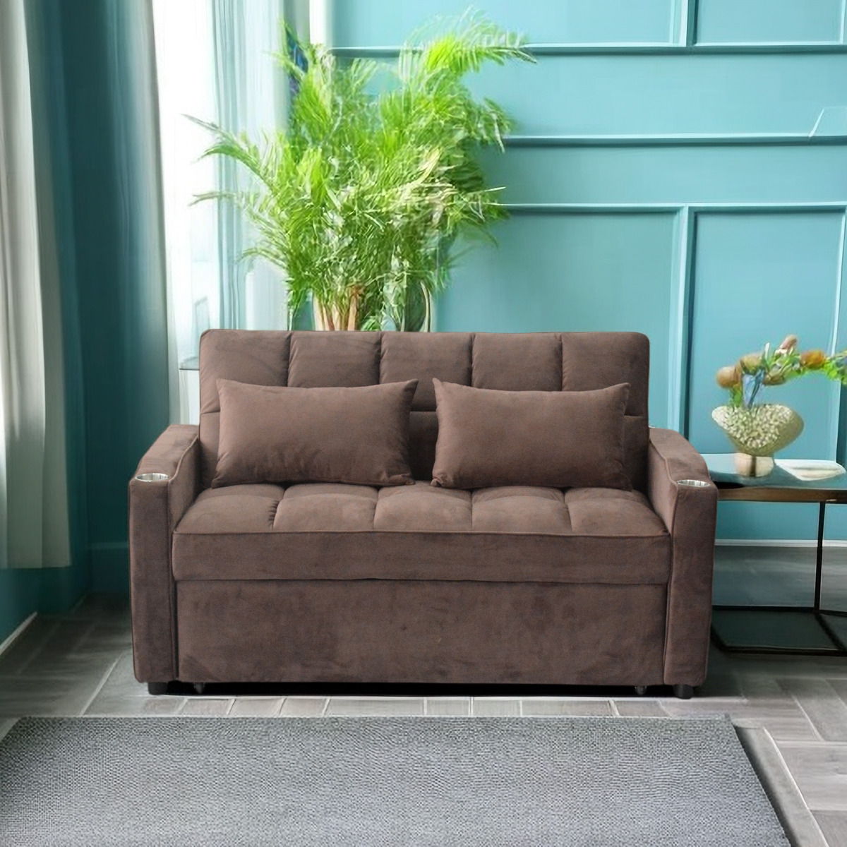 3 In 1 Convertible Sleeper Sofa Bed With Reclining Backrest