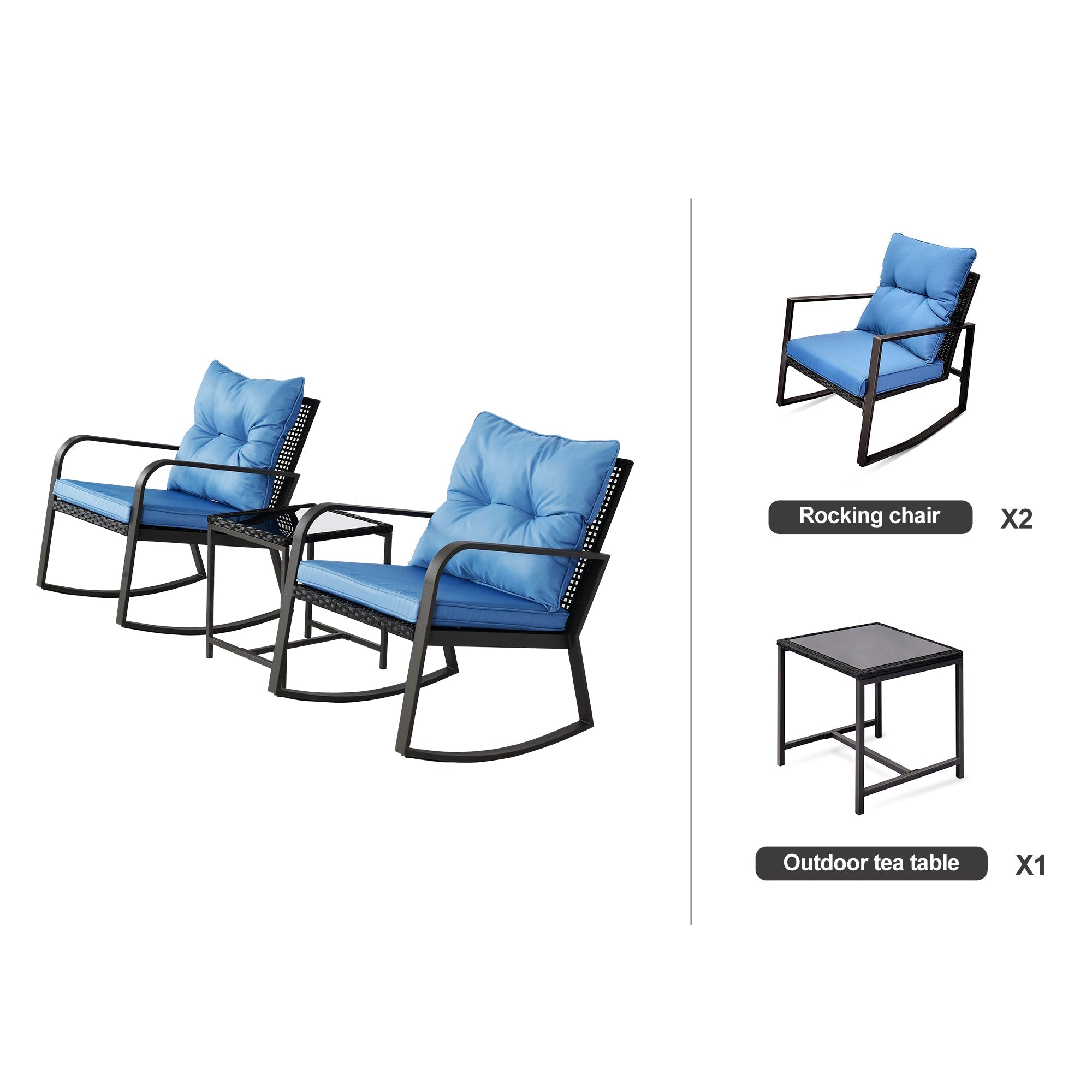 3 Pieces Patio Bistro Set
