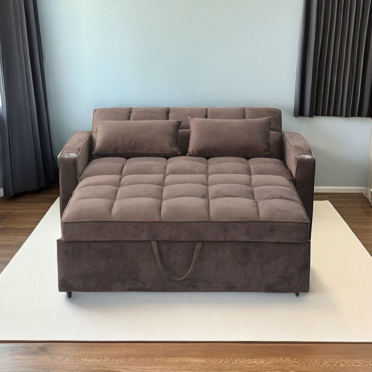 3 In 1 Convertible Sleeper Sofa Bed With Reclining Backrest