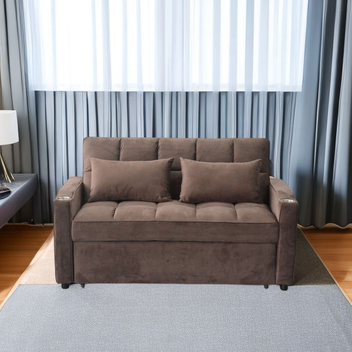 3 In 1 Convertible Sleeper Sofa Bed With Reclining Backrest