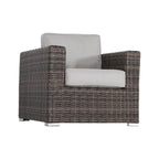 3 Piece Patio Rattan Furniture Set With Cushions Fire Pit - Brown