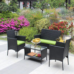 4 PC Rattan Patio Furniture Set