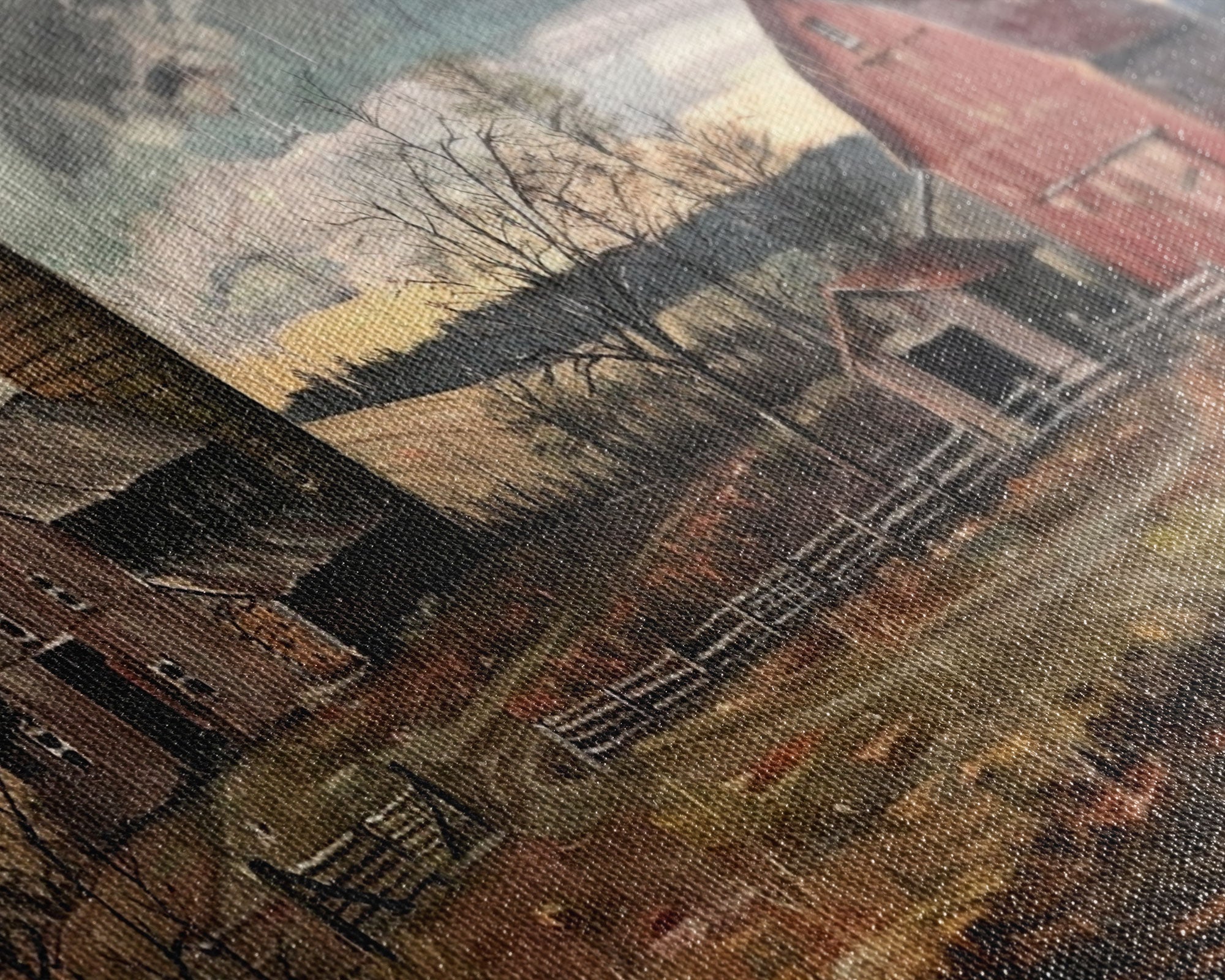 Farm Scene Framed Canvas