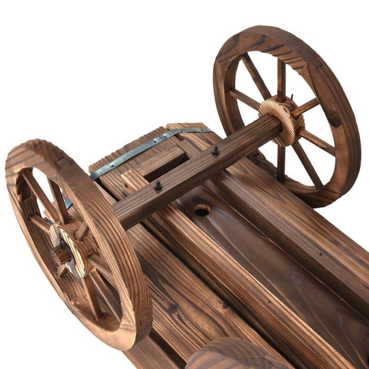 Outdoor Garden Fir Wood Barrel Planter Wagon