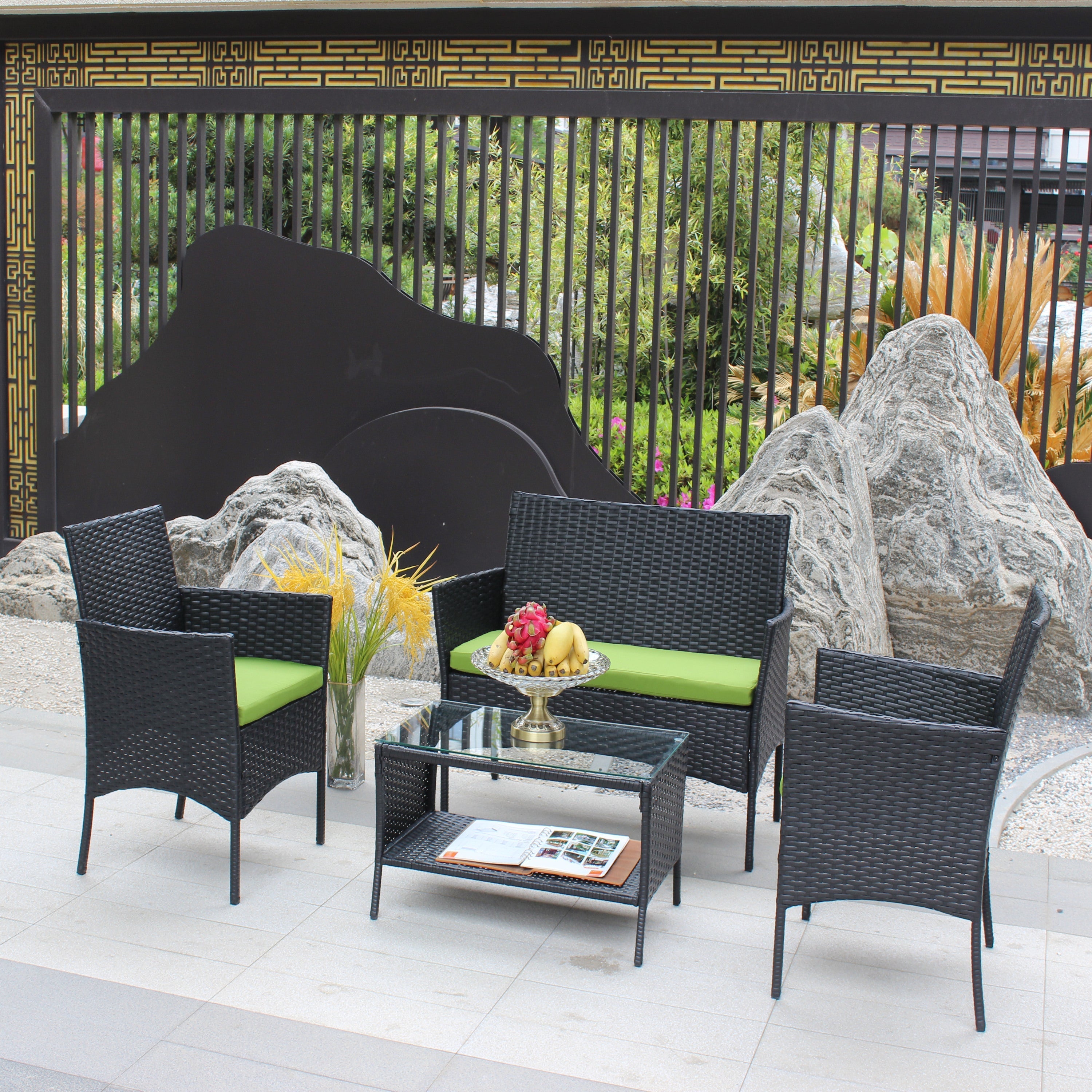 4 PC Rattan Patio Furniture Set