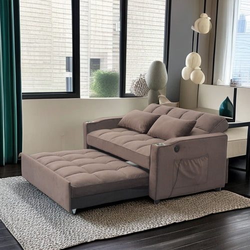 3 In 1 Convertible Sleeper Sofa Bed With Reclining Backrest