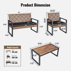 4 Piece Patio Furniture Set With Acacia Wood Table Top And Cushions