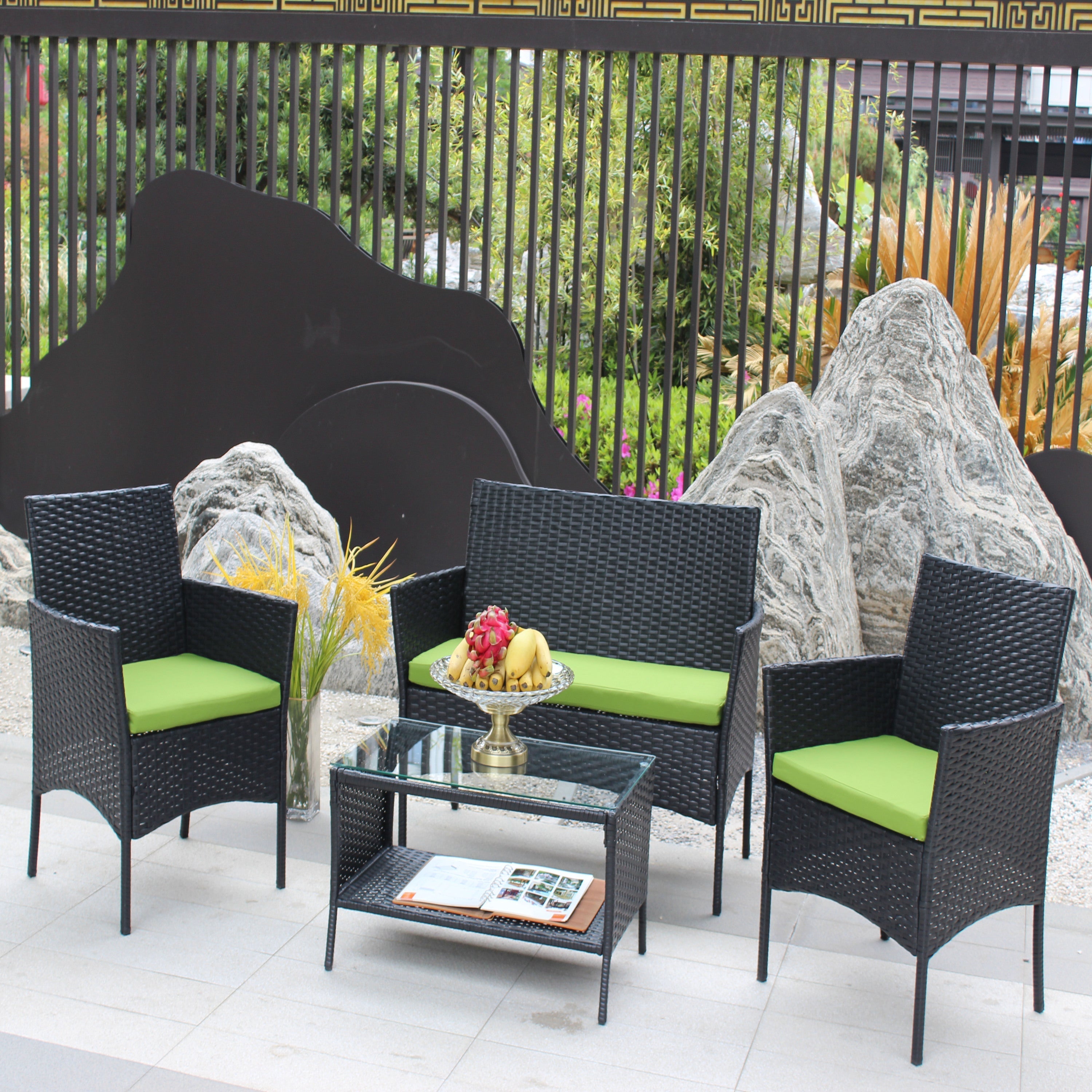 4 PC Rattan Patio Furniture Set