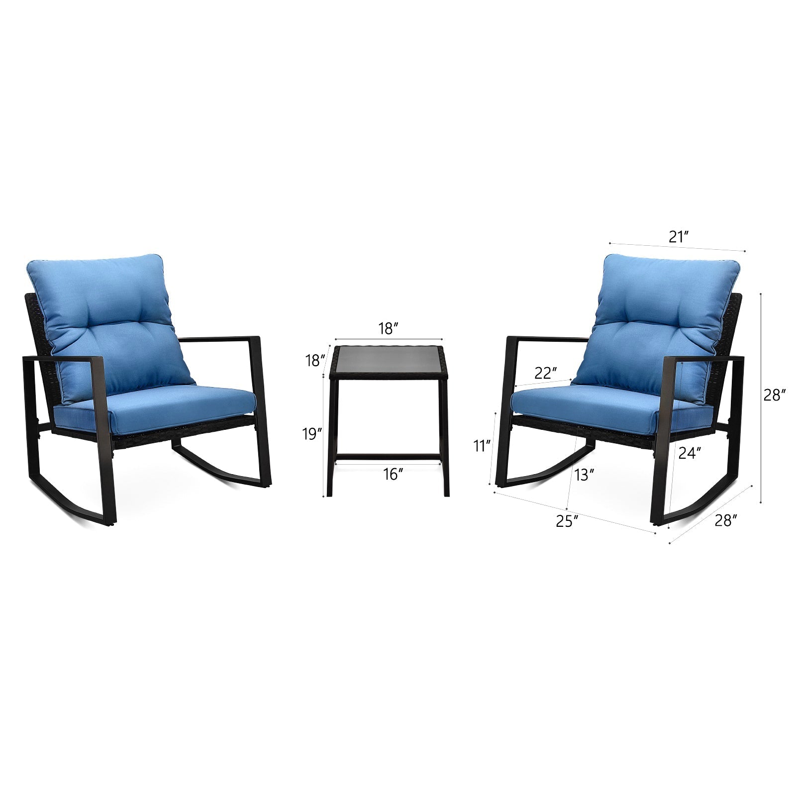 3 Pieces Patio Bistro Set