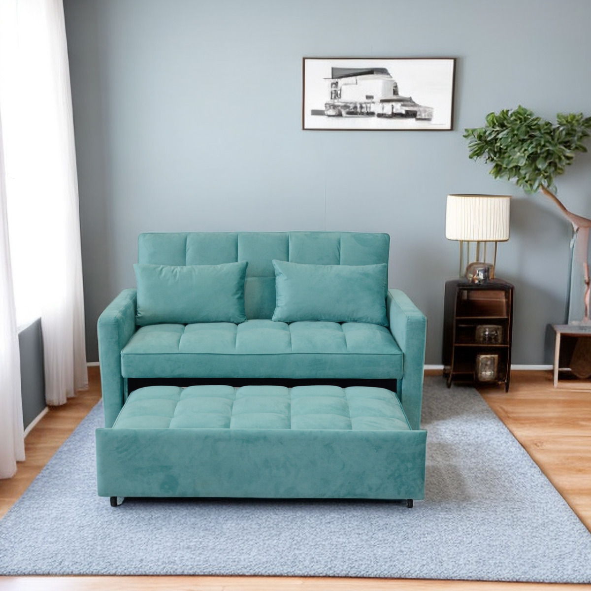 3 In 1 Convertible Sleeper Sofa Bed With Reclining Backrest