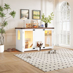 Cat Litter Box Cabinet Side Table with Smart Doors and LED Light