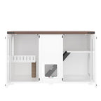 Cat Litter Box Cabinet Side Table with Smart Doors and LED Light