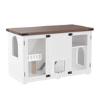 Cat Litter Box Cabinet Side Table with Smart Doors and LED Light