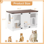 Cat Litter Box Cabinet Side Table with Smart Doors and LED Light