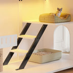 Cat Litter Box Cabinet Side Table with Smart Doors and LED Light
