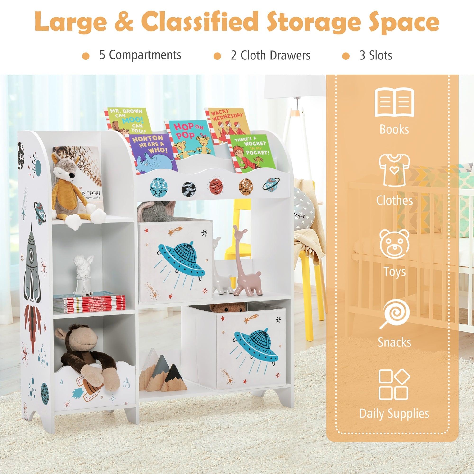 Kids Toy and Book Organizer with Storage Bins