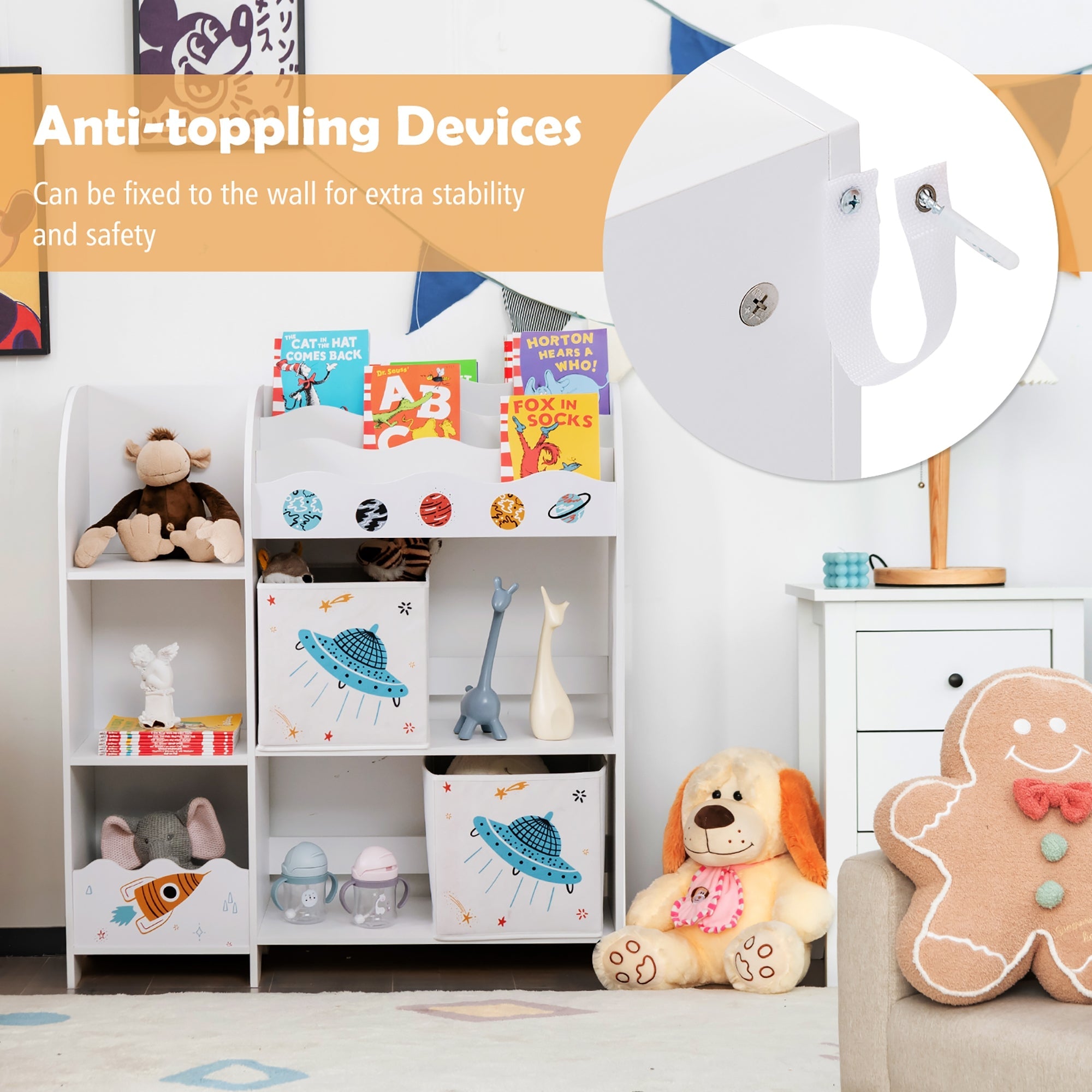 Kids Toy and Book Organizer with Storage Bins