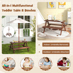 Outdoor 4-Seat Kid's Picnic Table Bench with Umbrella