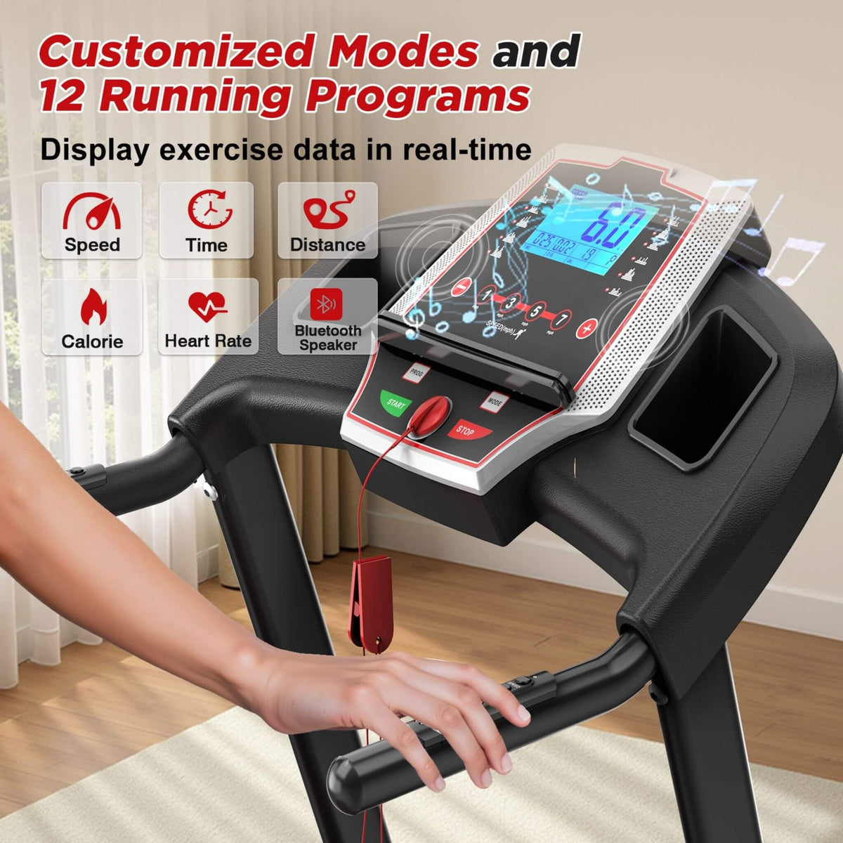 Portable 3.5HP Space Saving Folding Treadmill W/ Incline & 12 Preset Programs (SAK29735)
