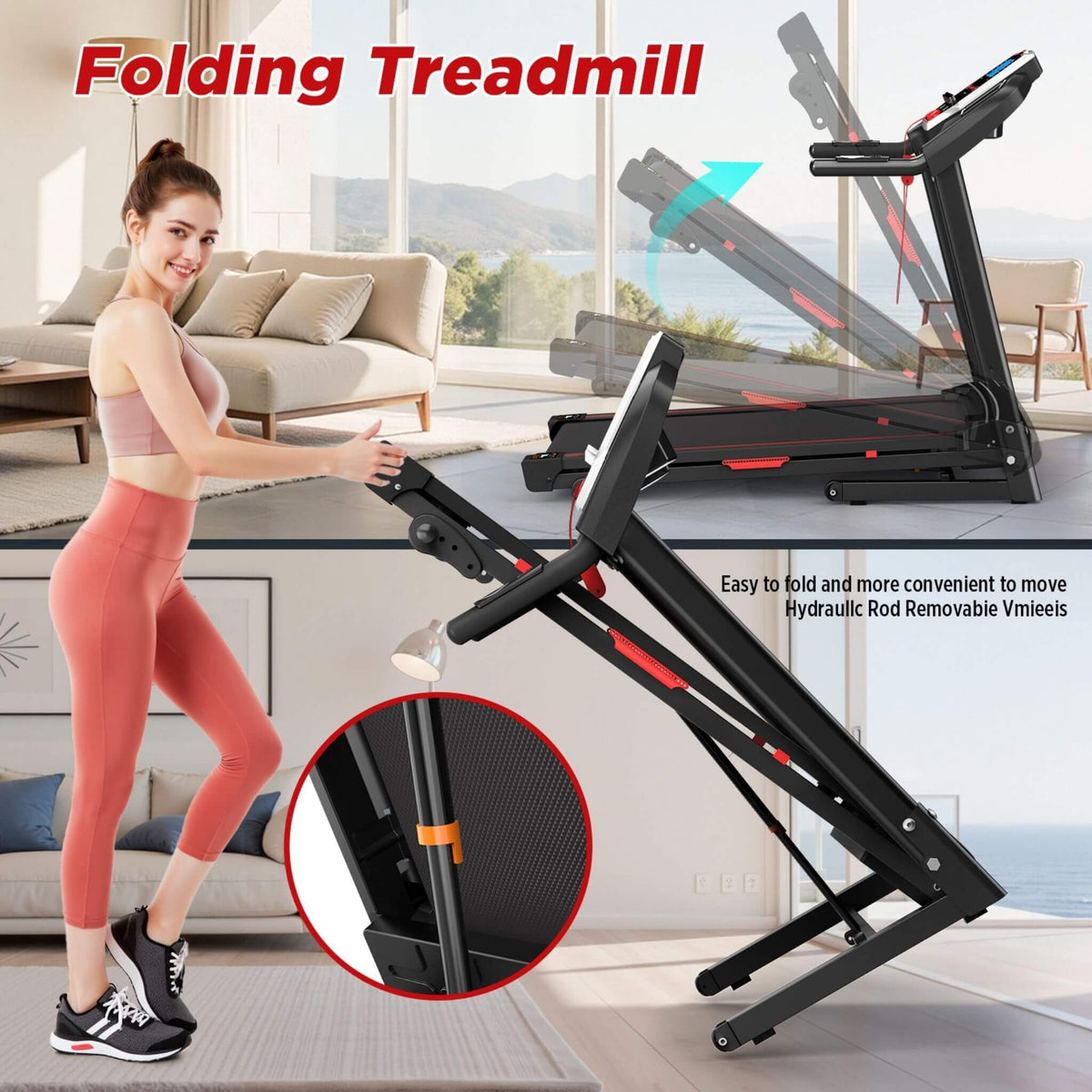 Portable 3.5HP Space Saving Folding Treadmill W/ Incline & 12 Preset Programs (SAK29735)